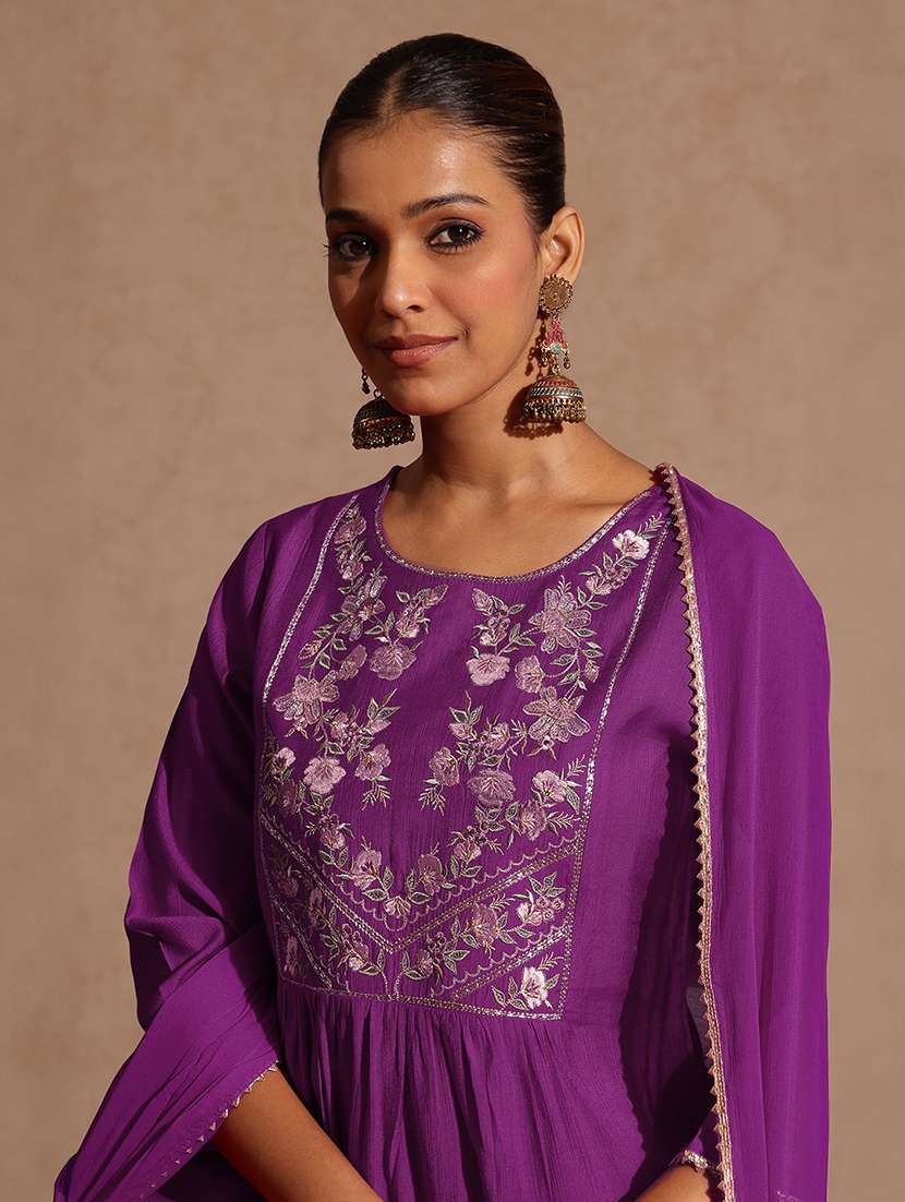 women purple kurta dupatta set - 22440048 -  Standard Image - 1