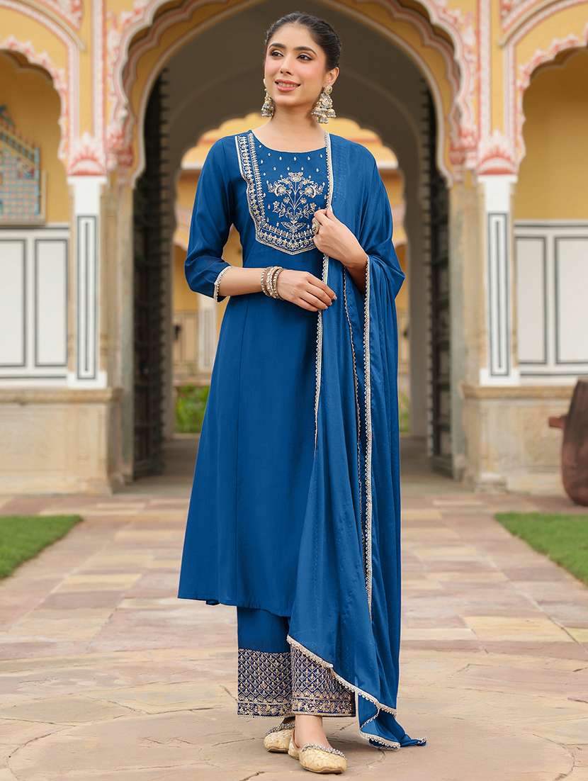 women teal kurta pant set