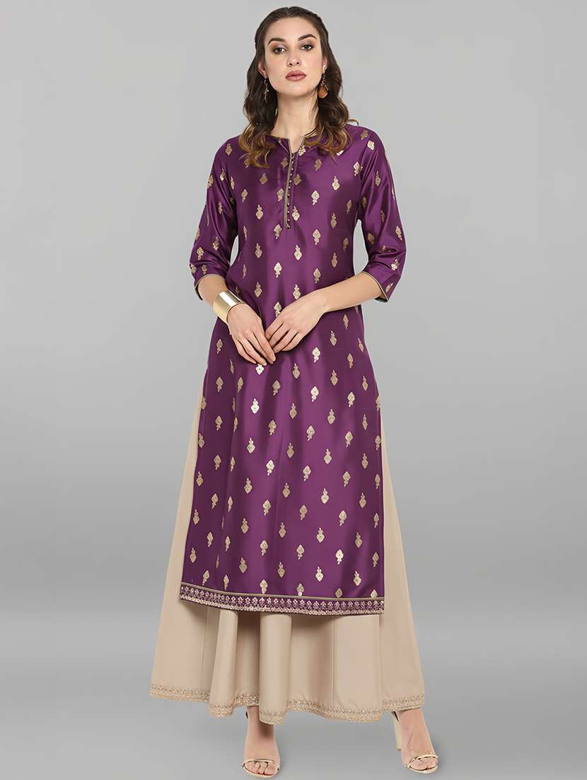 women purple kurta pant set - 22440070 -  Standard Image - 1