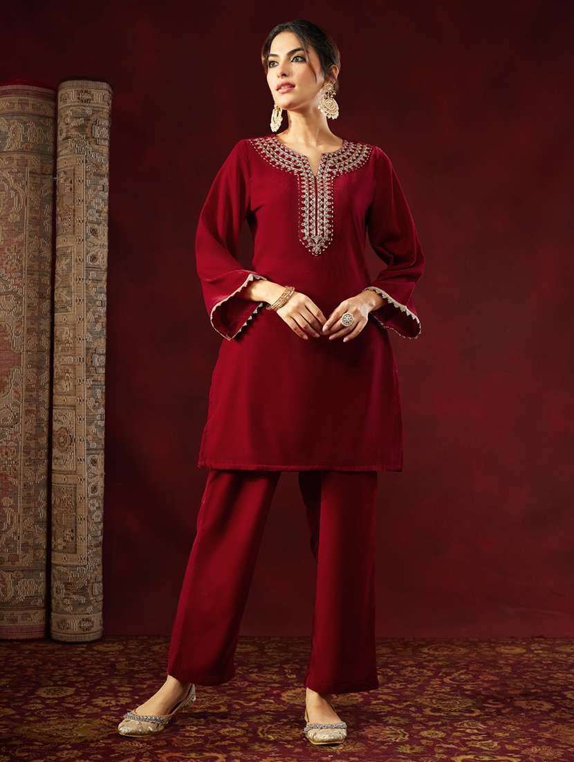 women maroon co-ord set