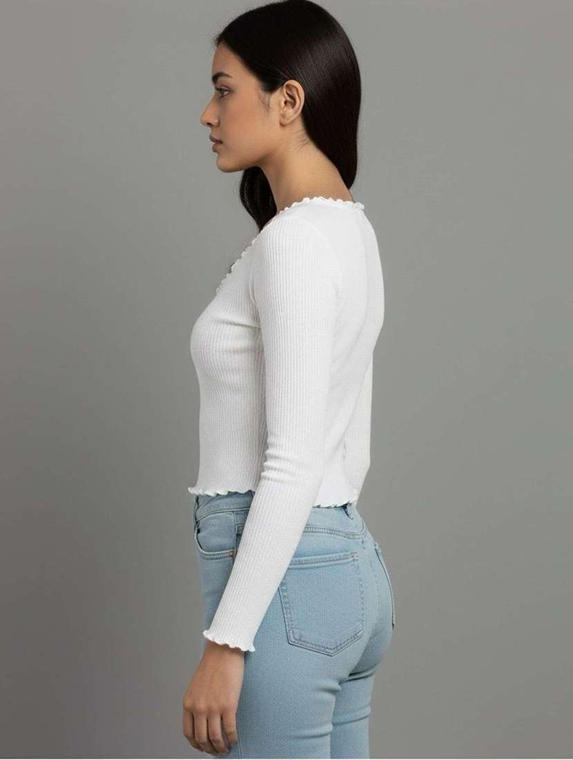 white rib knit crop top - 22440102 -  Standard Image - 1