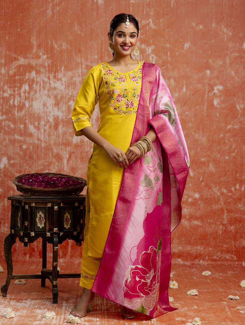 Women Yellow Kurta Dupatta Set - 22440244 -  Standard Image - 1