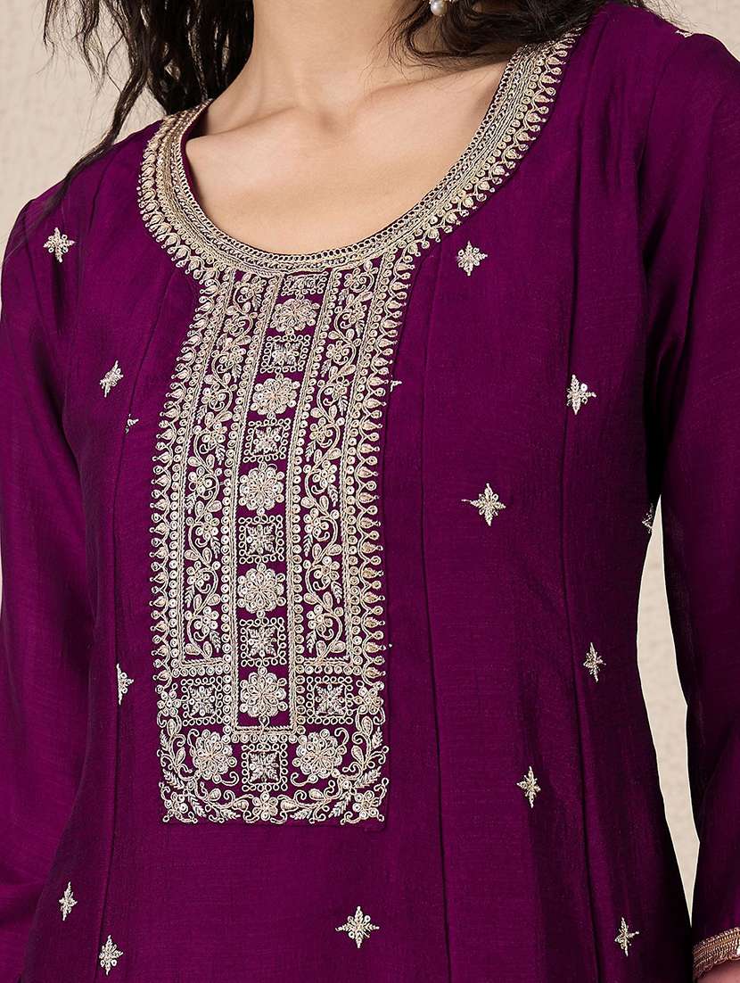 women purple kurta dupatta set - 22440326 -  Standard Image - 1