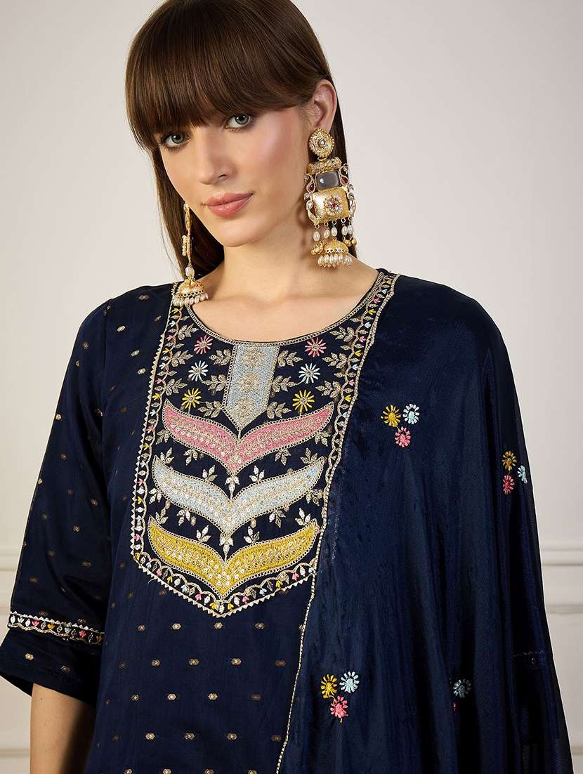 women blue kurta dupatta set - 22440332 -  Standard Image - 1