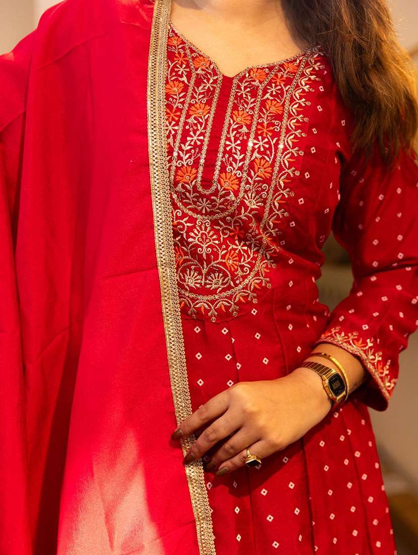women self design pink kurta dupatta set - 22440336 -  Standard Image - 1