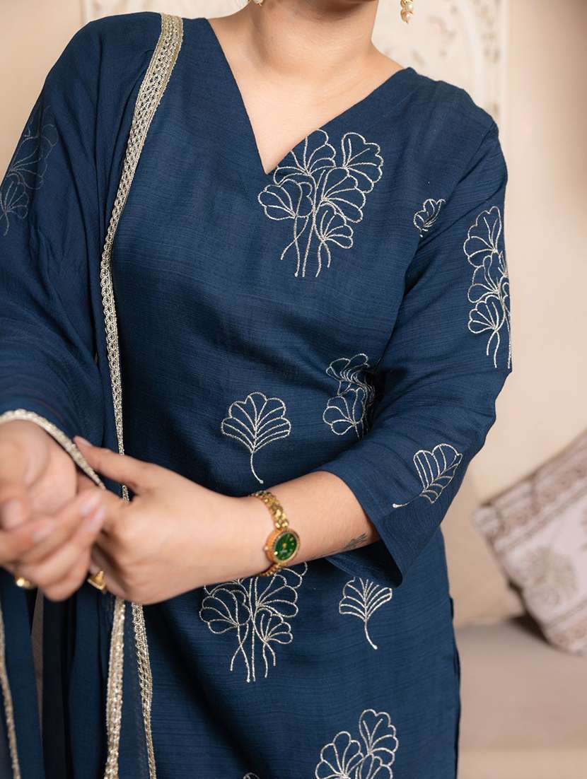 women blue kurta dupatta set - 22440386 -  Standard Image - 1