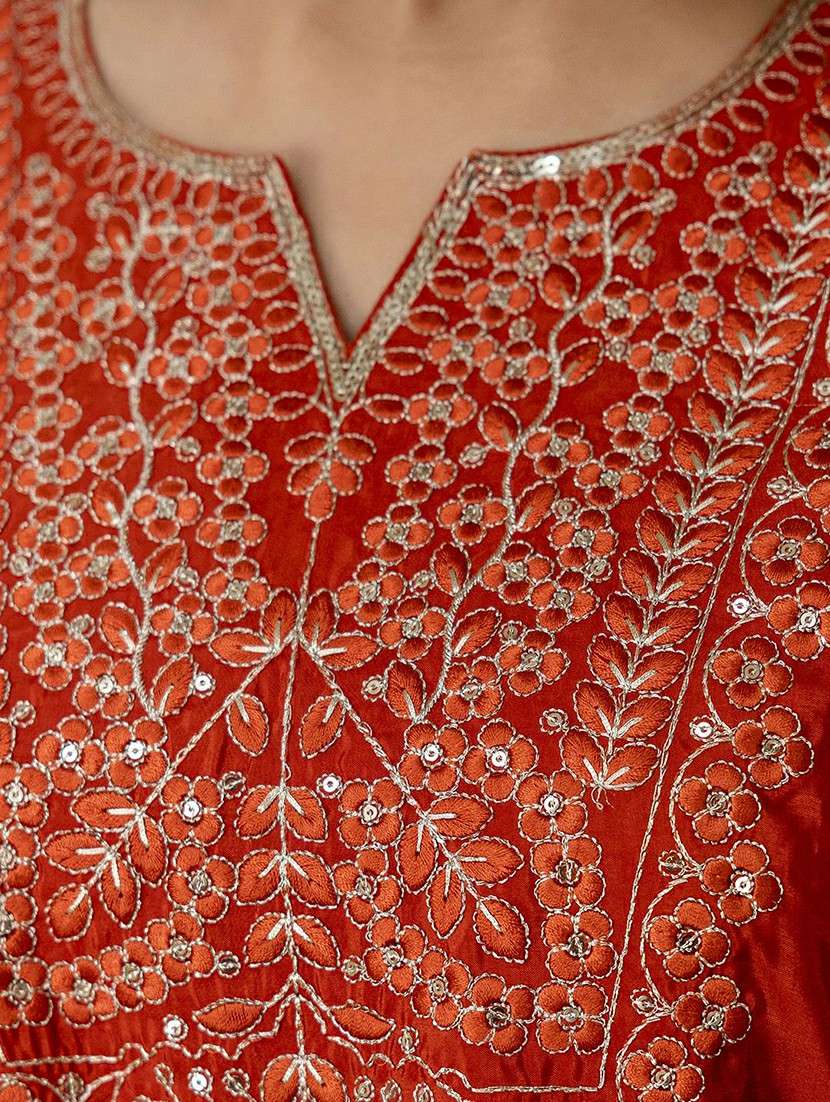 Women Orange Kurta Dupatta Set - 22440415 -  Standard Image - 1
