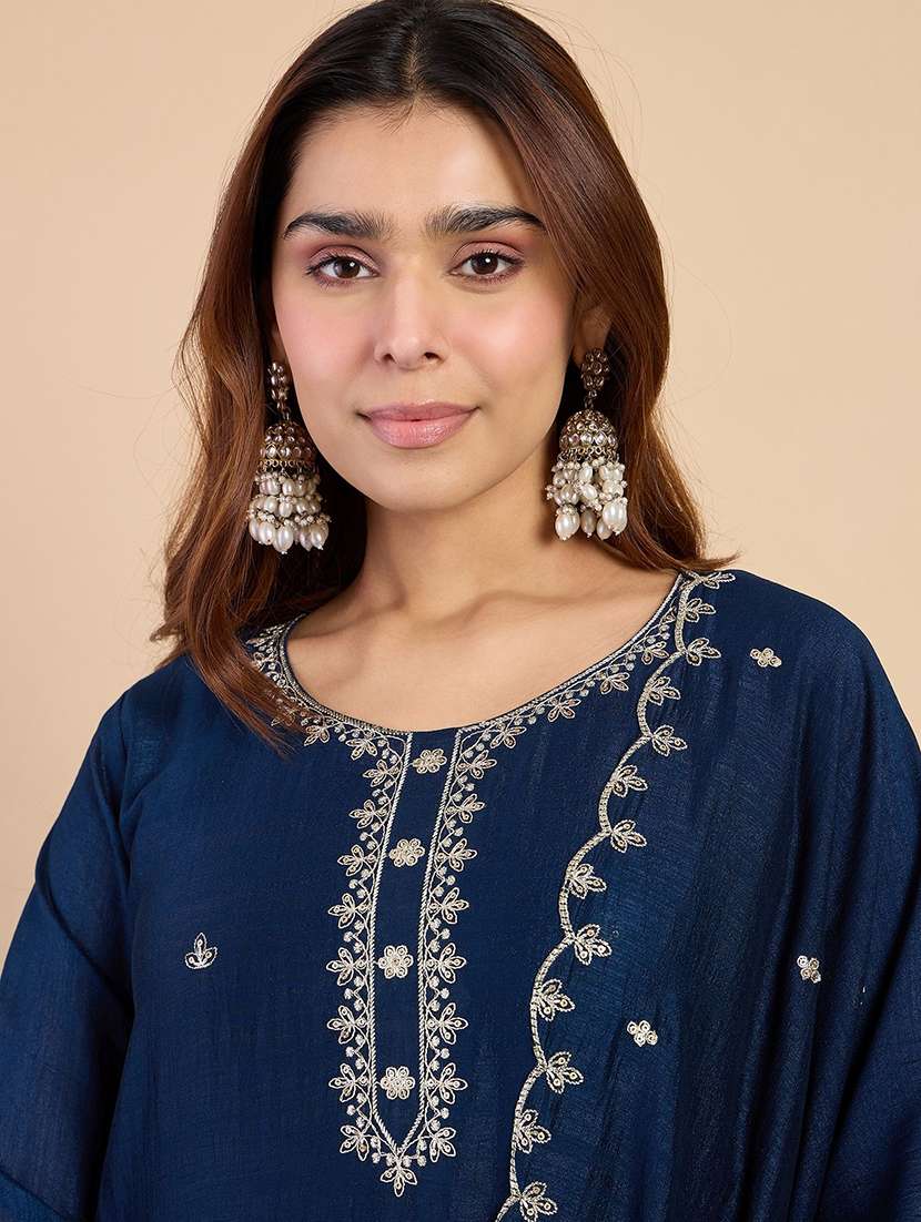 women blue kurta dupatta set - 22440447 -  Standard Image - 1