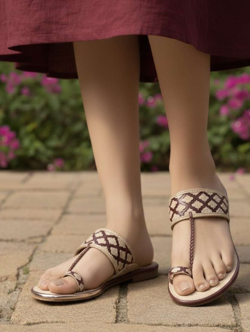 women slip on kholapuri flat sandals - 22440678 -  Standard Image - 1