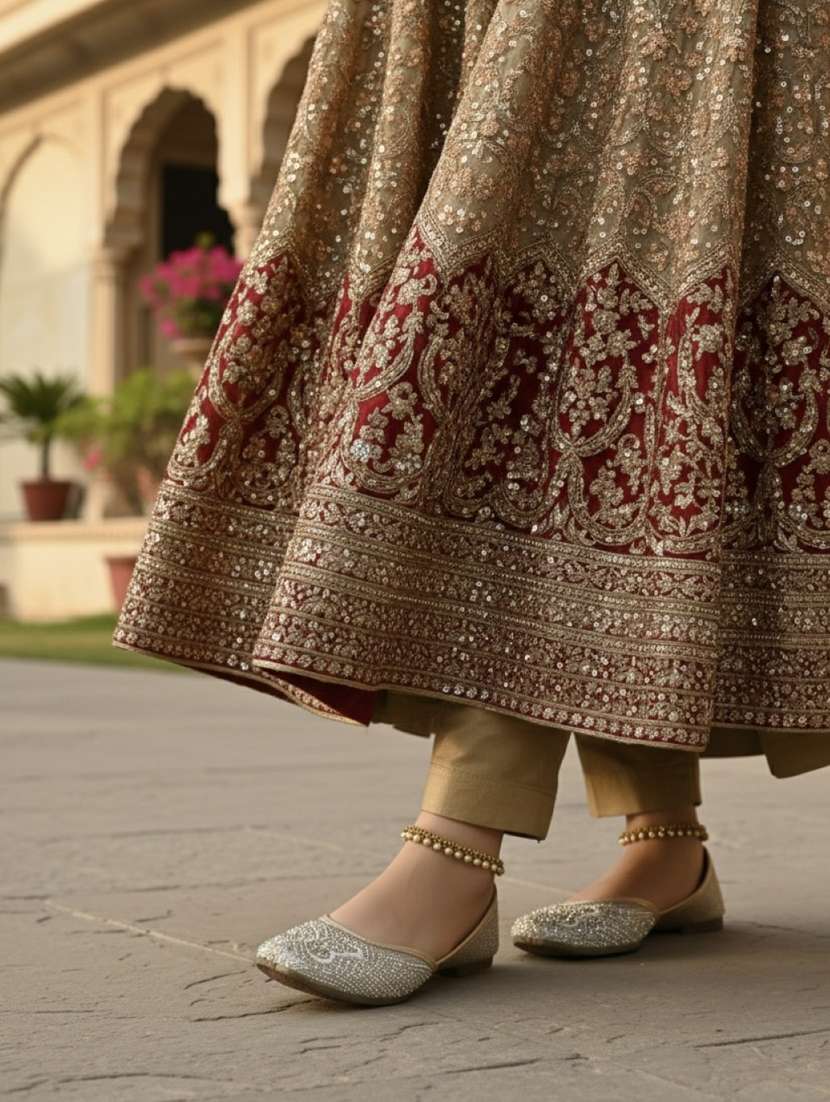 women embellished slip on mojari - 22440684 -  Standard Image - 1