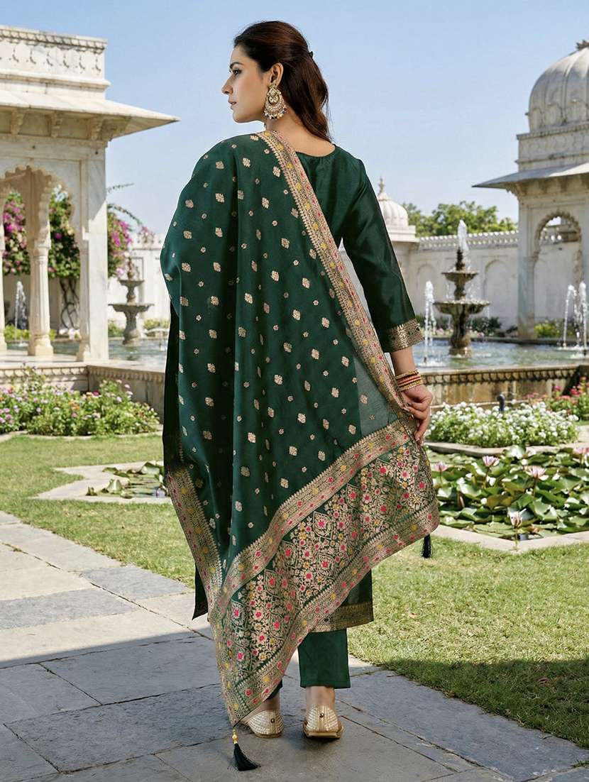 women self design three quarter sleeve kurta pant with dupatta set - 22440836 -  Standard Image - 4