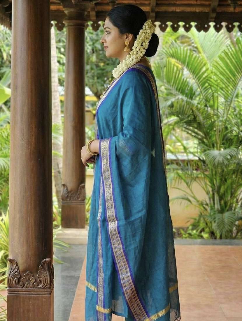 women self design three quarter sleeve kurta pant with dupatta set - 22440842 -  Standard Image - 1