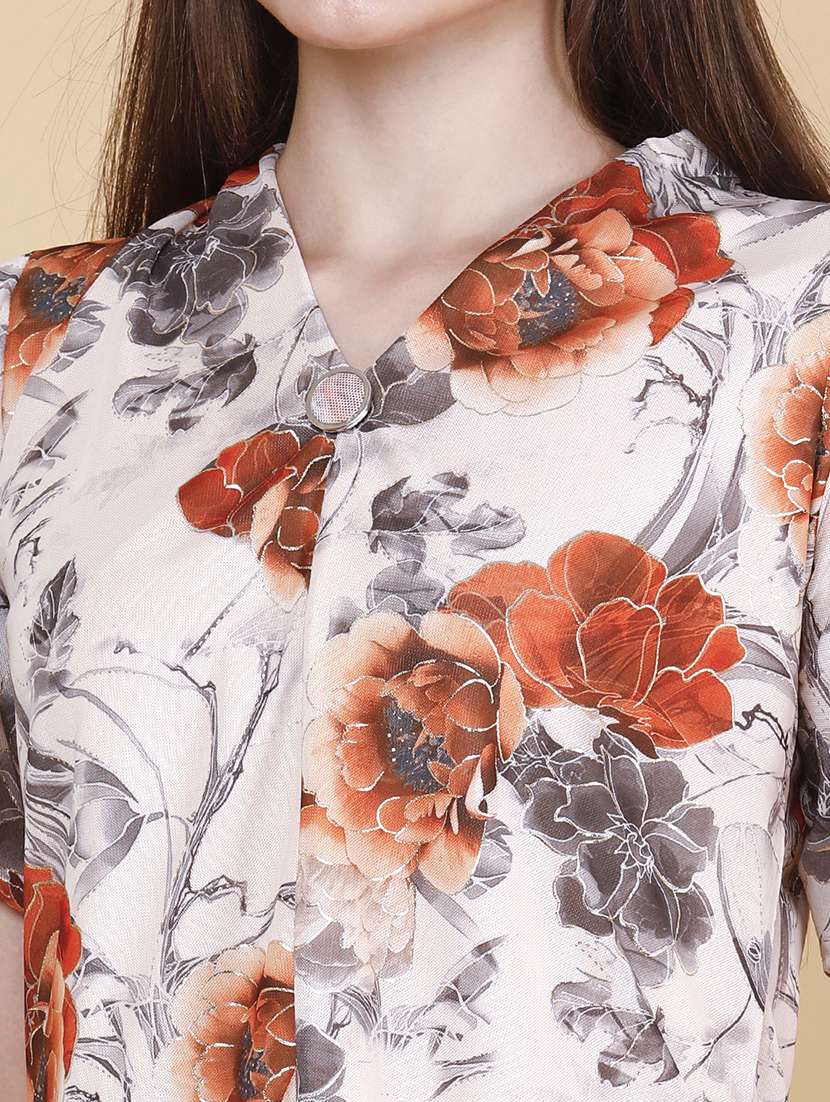 women printed v neck flared sleeves top - 22440971 -  Standard Image - 1