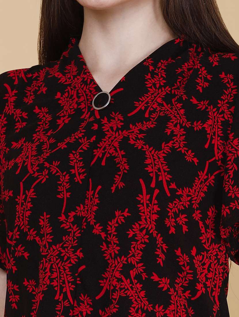 women printed v neck flared sleeves top - 22440973 -  Standard Image - 1