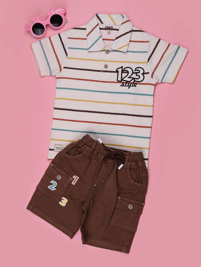 boys printed round neck t-shrit and shorts set - 22441021 -  Standard Image - 1