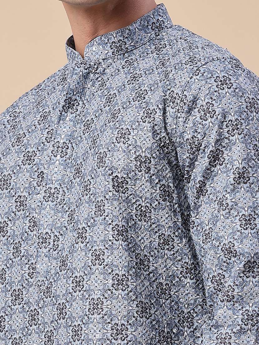 men printed long sleeves kurta and pyjama set - 22441036 -  Standard Image - 1