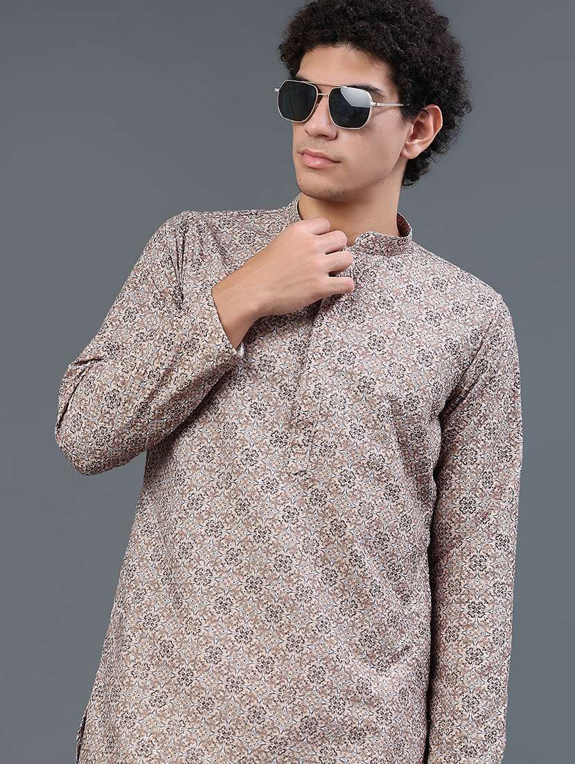 men printed long sleeves kurta pyjama set - 22441037 -  Standard Image - 1