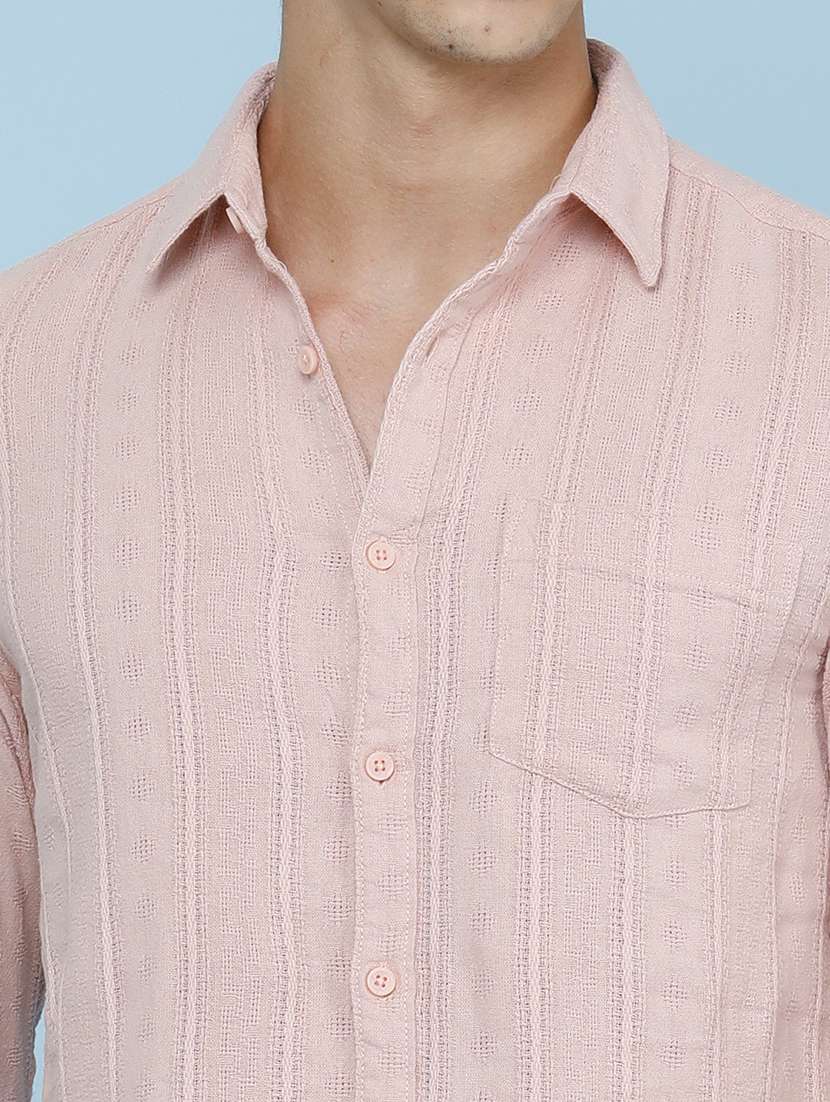 Men Self Design Long Sleeve Regular Fit Casual Shirt - 22441047 -  Standard Image - 1