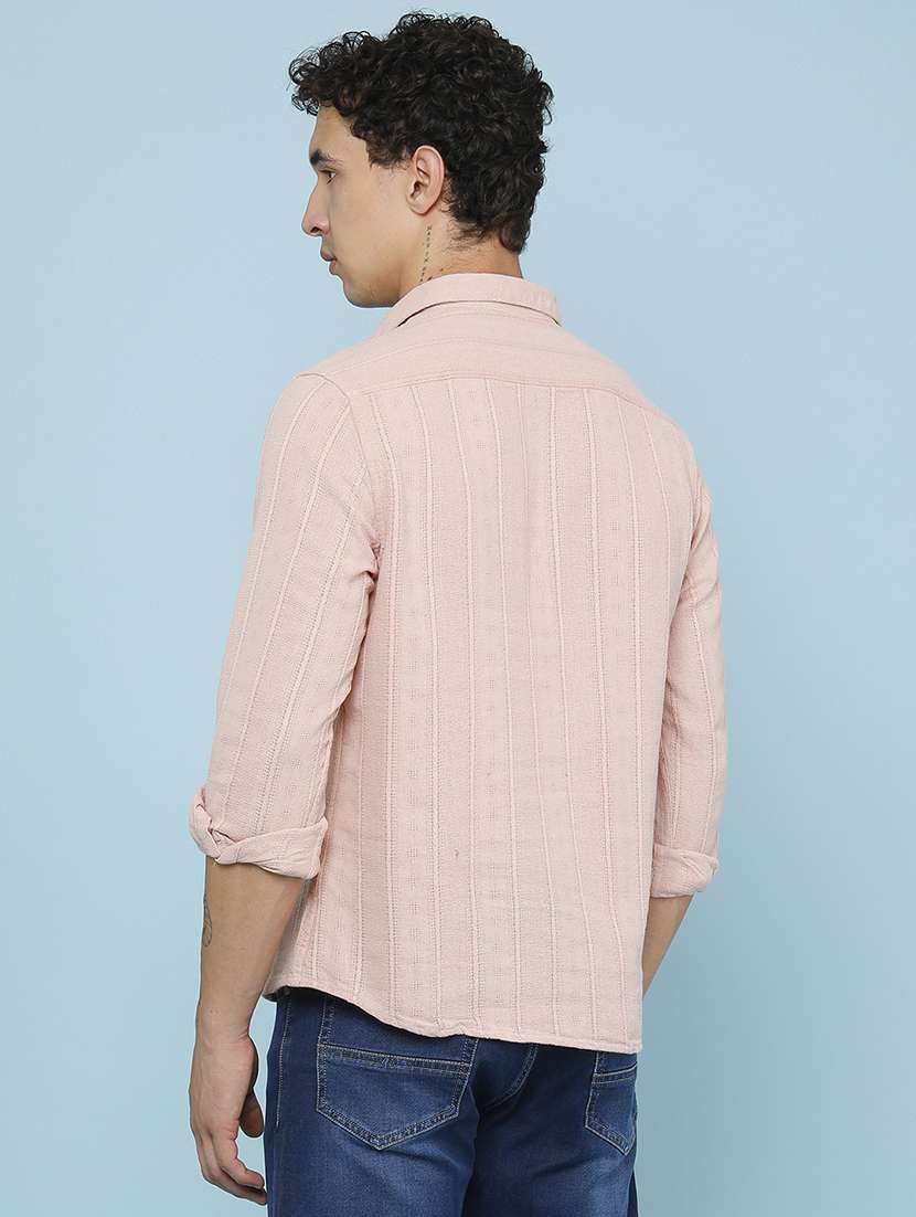 Men Self Design Long Sleeve Regular Fit Casual Shirt - 22441047 -  Standard Image - 4