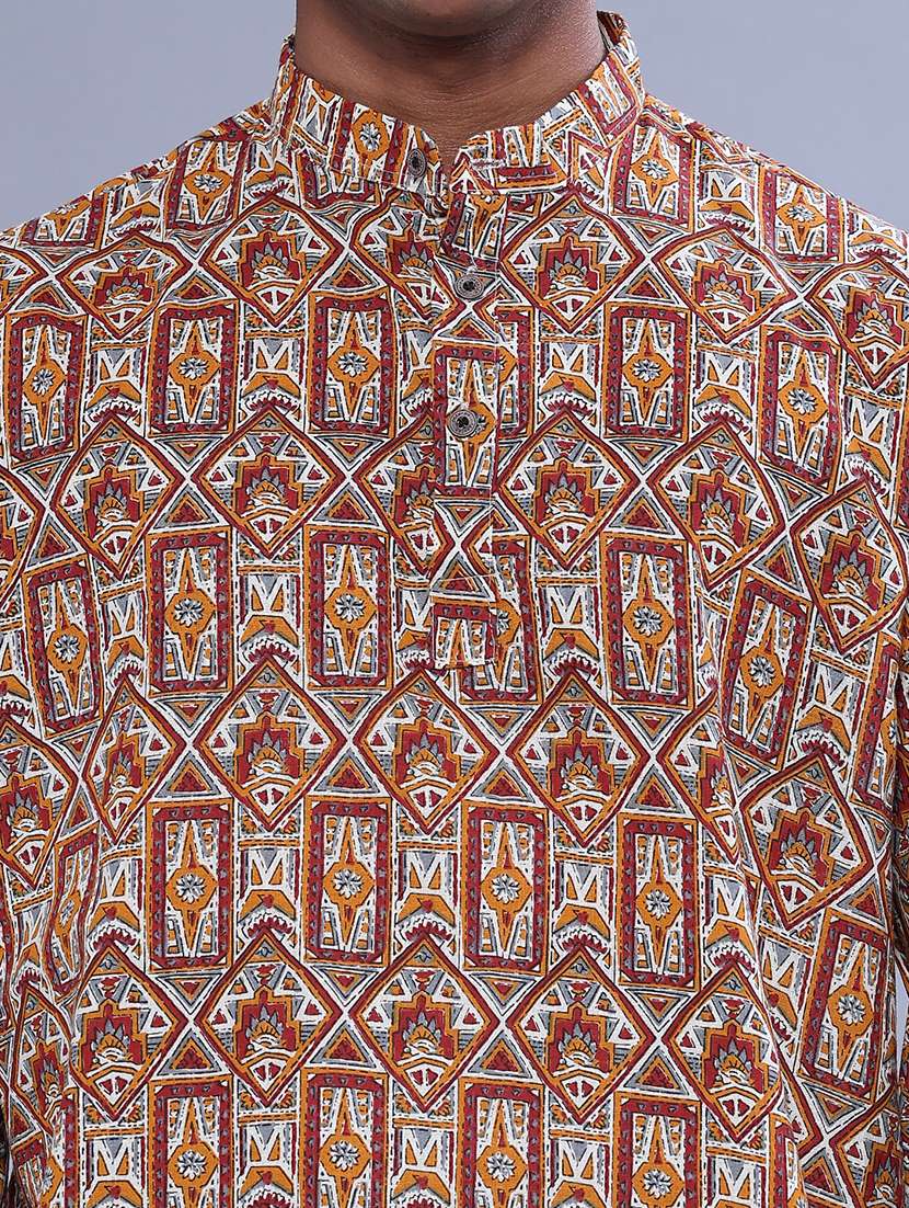 Men Printed Long Sleeves Short Kurta - 22441062 -  Standard Image - 1