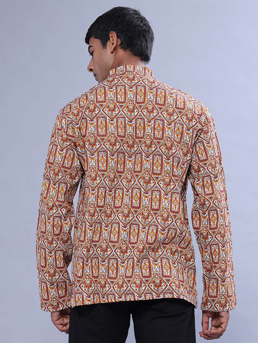 Men Printed Long Sleeves Short Kurta - 22441062 -  Standard Image - 4