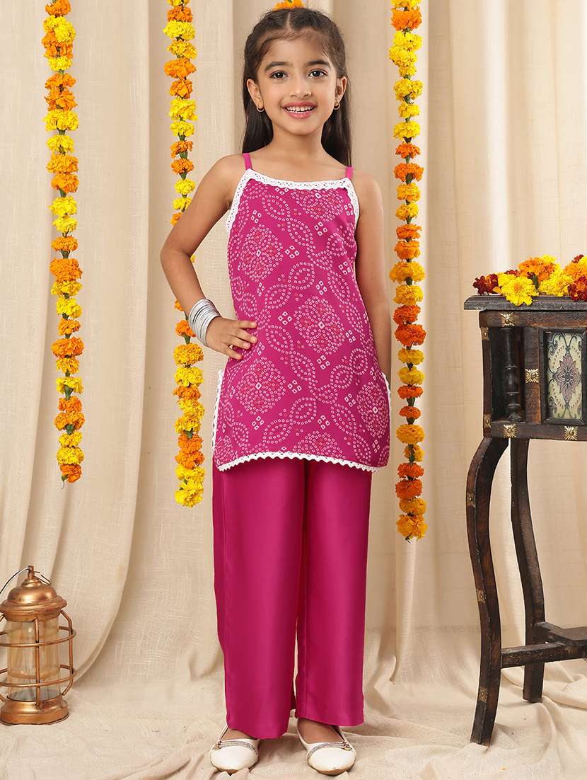 girl  pink georgette kurta pant set suit set