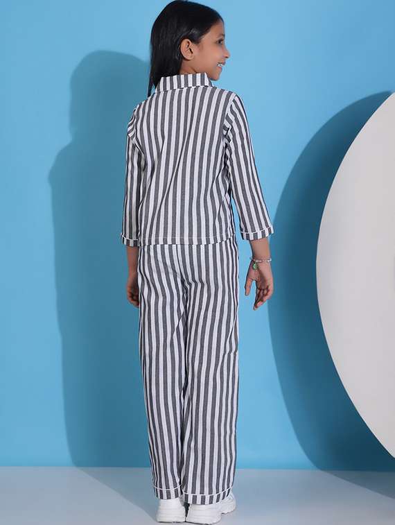 girls striped cotton top & trouser co-ord set - 22441080 -  Standard Image - 4
