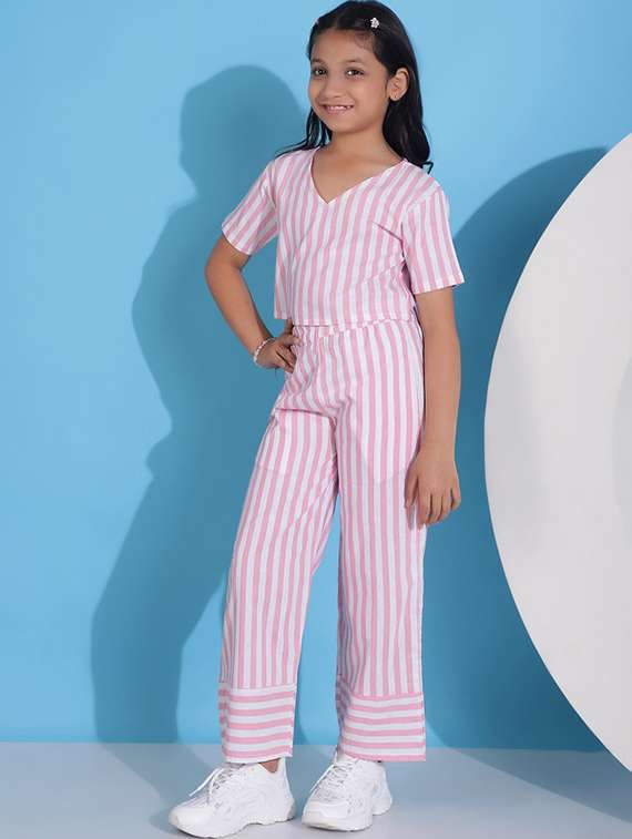 girl multi colored cotton top & trouser co-ord set - 22441086 -  Standard Image - 4