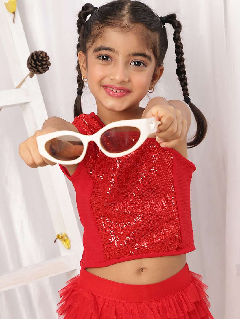 Girls Red Polyester Skirt & Top Set Co-ord Set - 22441091 -  Standard Image - 1