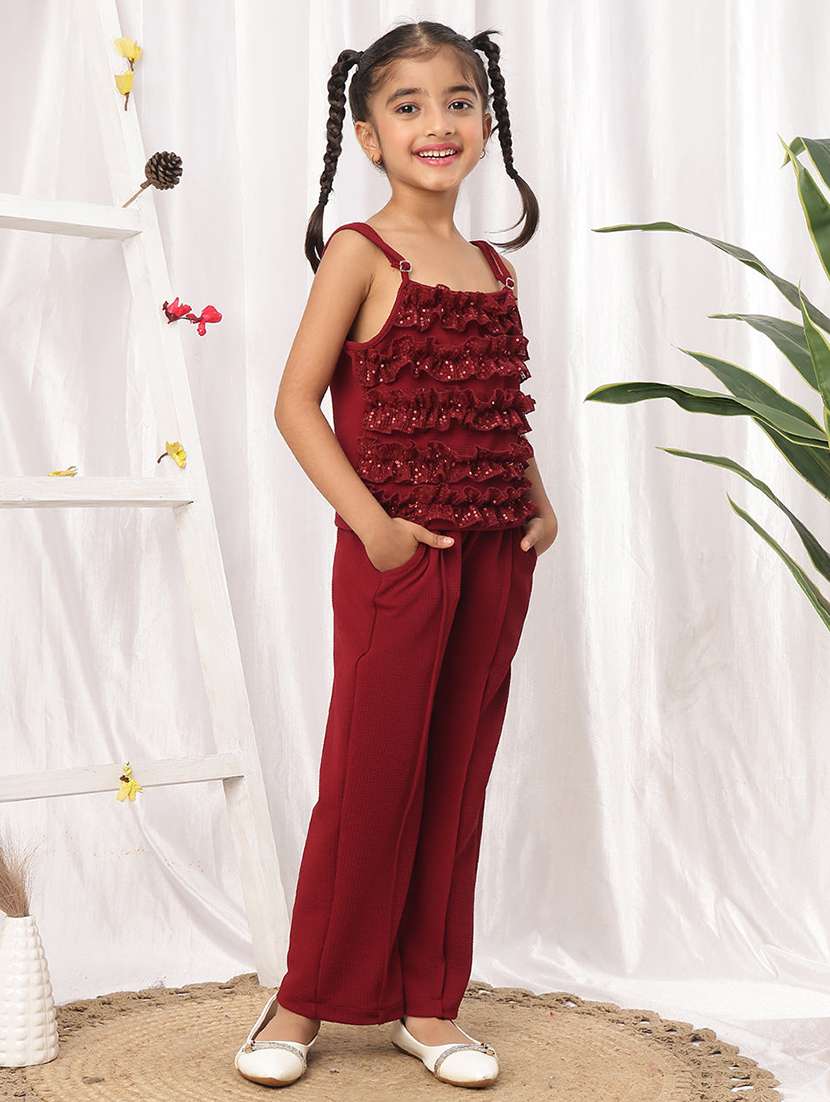 maroon polyester top & trouser co-ord set - 22441093 -  Standard Image - 4