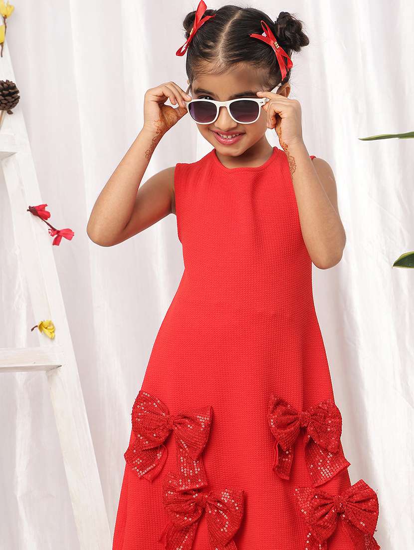 girls solid red polyester a-line dress - 22441105 -  Standard Image - 1