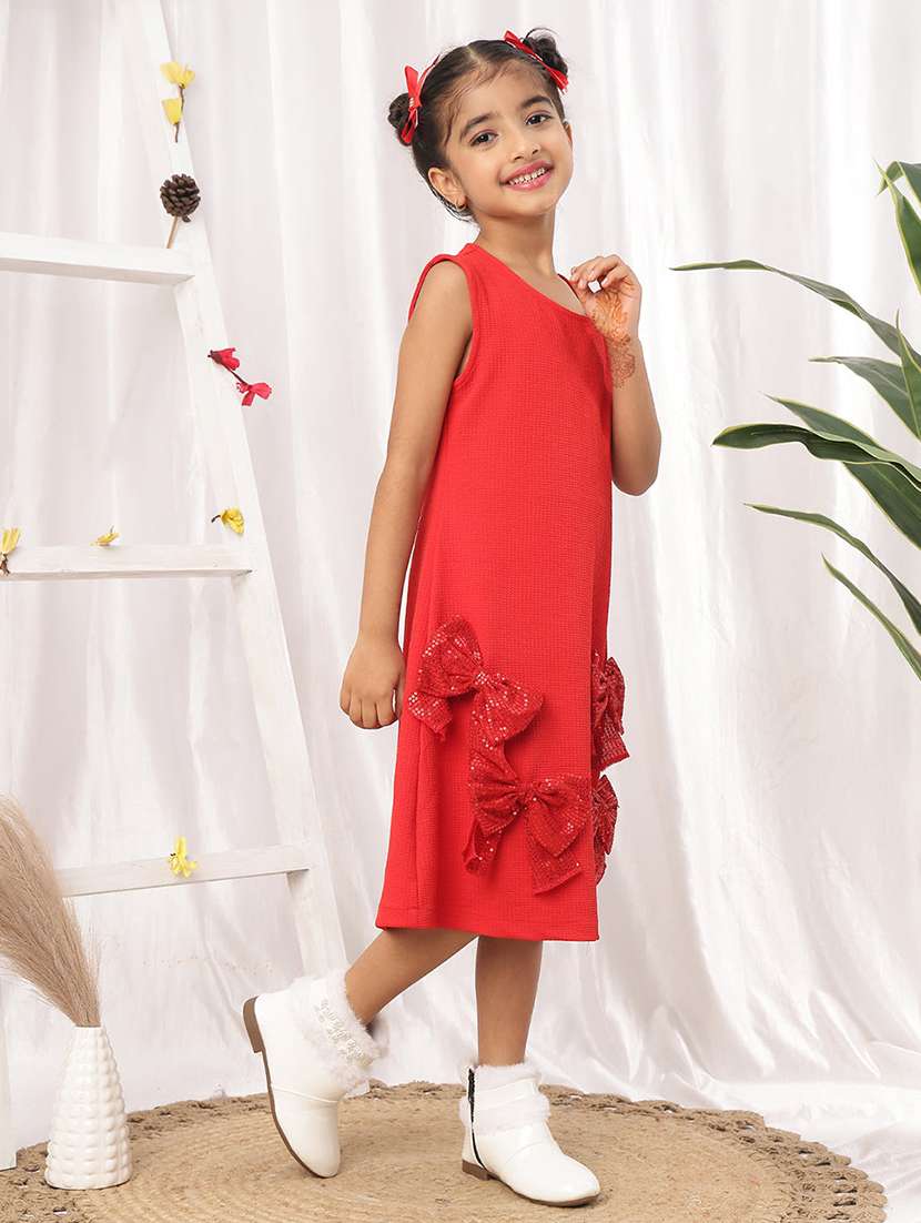 girls solid red polyester a-line dress - 22441105 -  Standard Image - 4