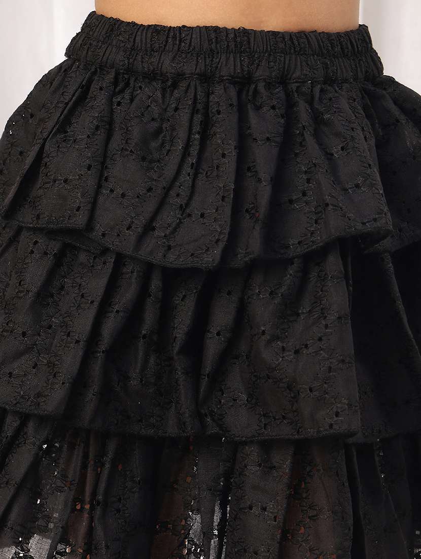 girl black cotton flared skirt - 22441110 -  Standard Image - 1