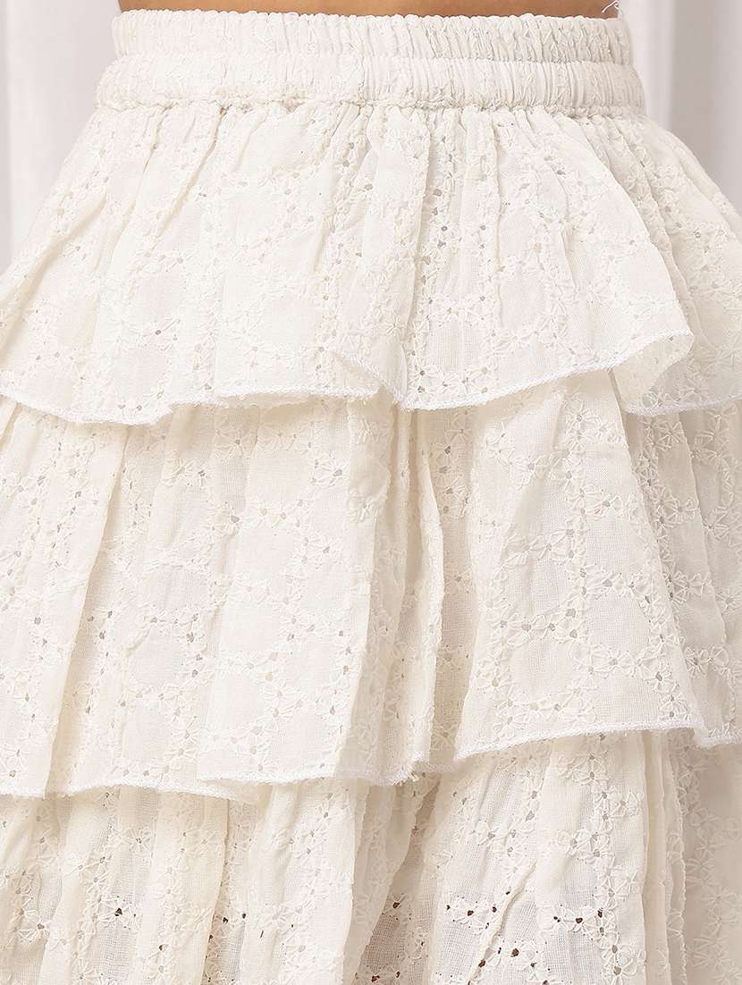 girl  white cotton flared skirt - 22441111 -  Standard Image - 1