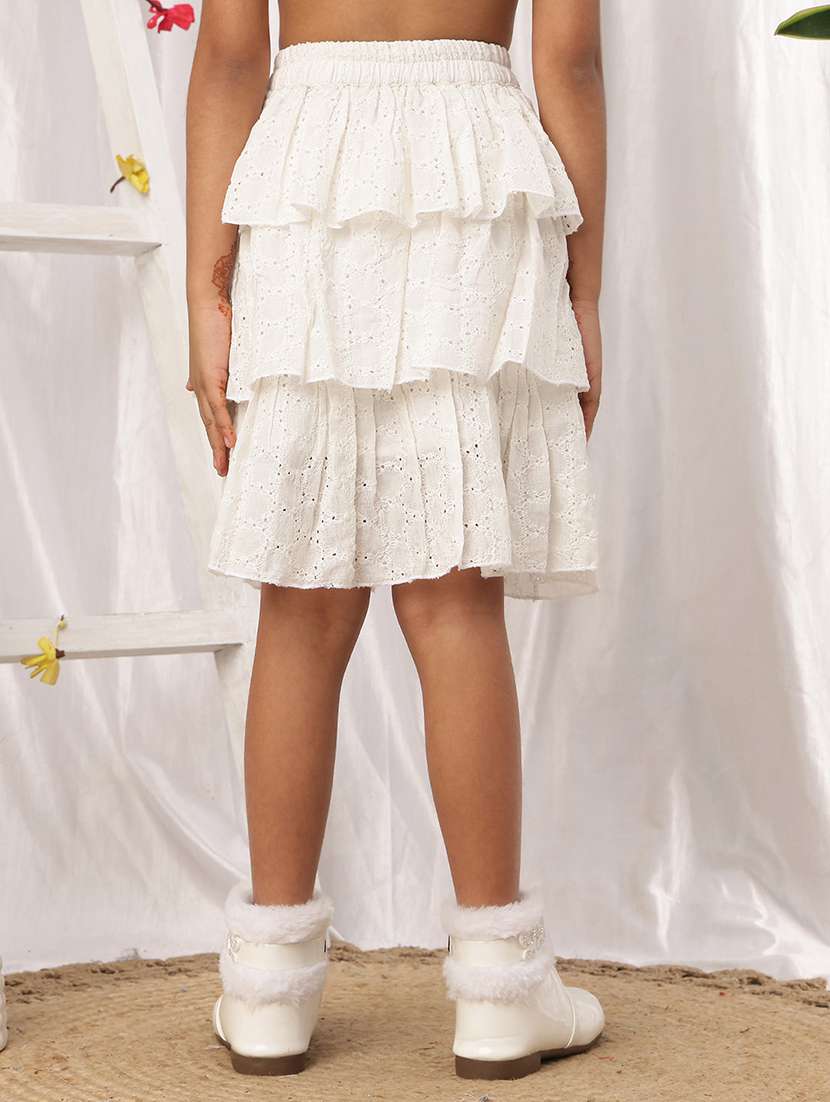 girl  white cotton flared skirt - 22441111 -  Standard Image - 4