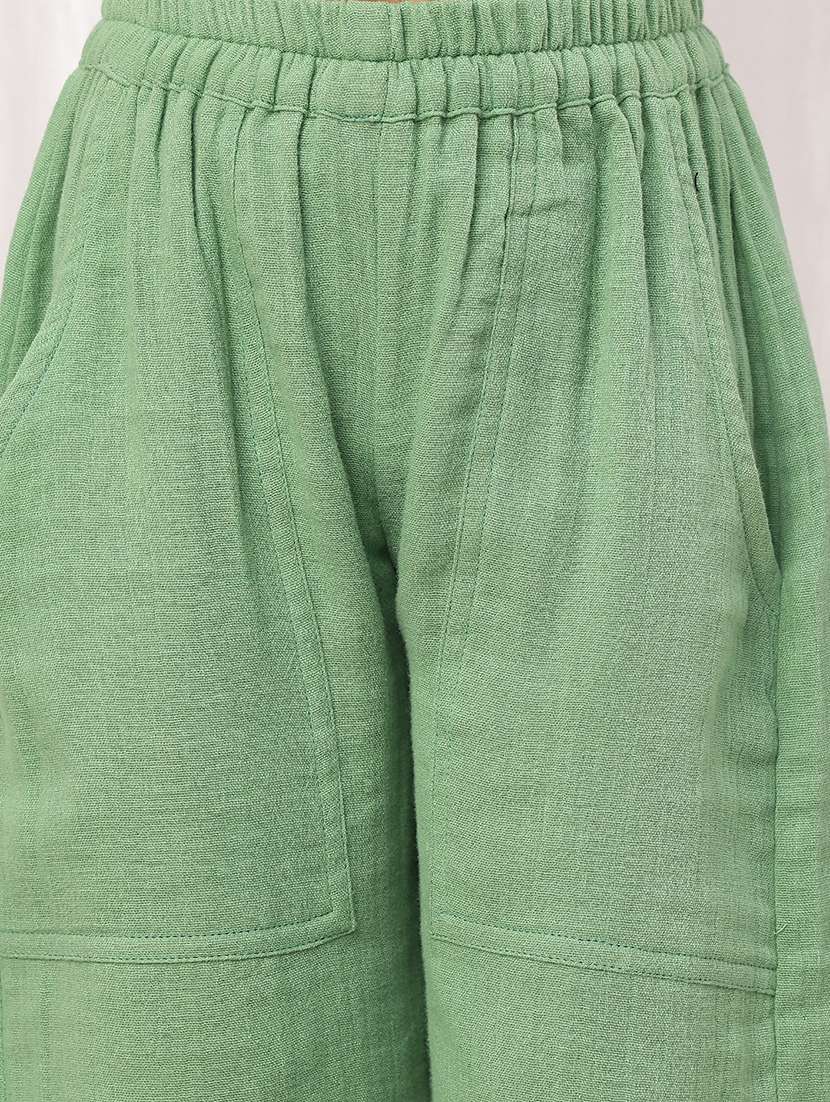 girls green cotton casual trouser - 22441114 -  Standard Image - 1