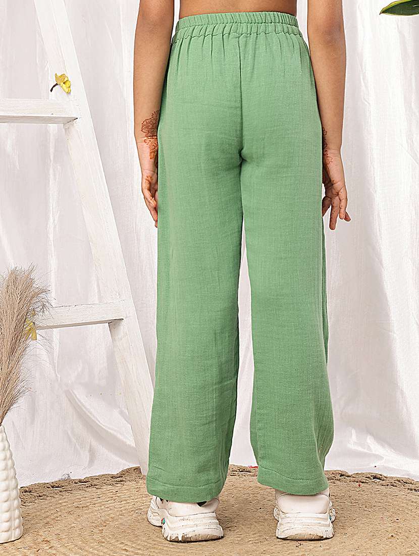 girls green cotton casual trouser - 22441114 -  Standard Image - 4