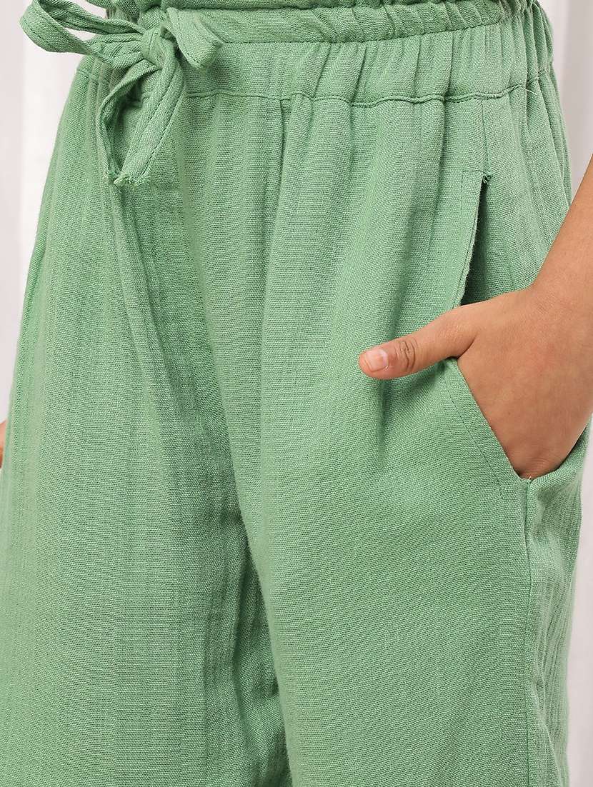 Girl Green Cotton Casual Trouser - 22441116 -  Standard Image - 1