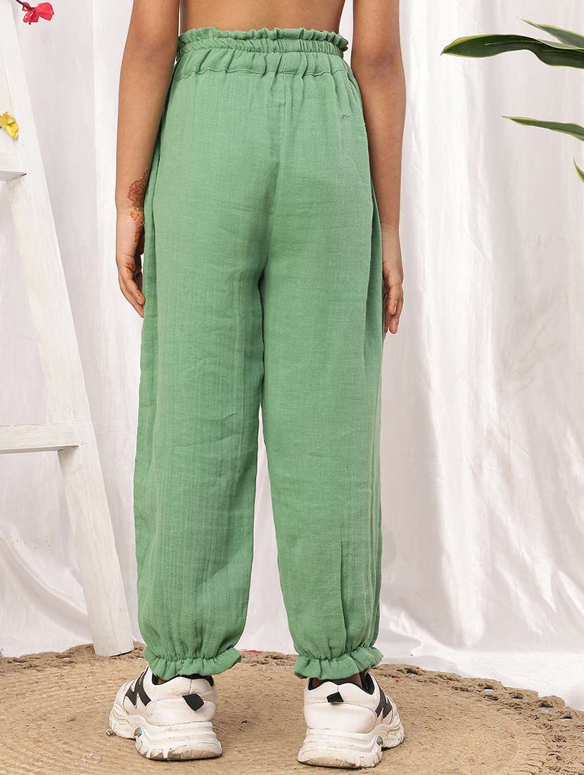 Girl Green Cotton Casual Trouser - 22441116 -  Standard Image - 4