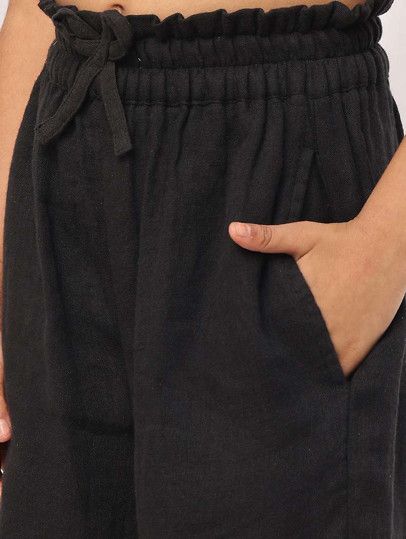 girls black cotton casual trouser - 22441117 -  Standard Image - 1