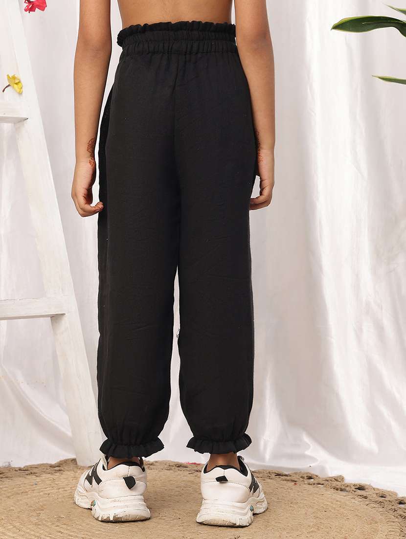 girls black cotton casual trouser - 22441117 -  Standard Image - 4