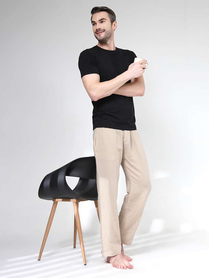 men solid high rise regular fit trouser - 22441156 -  Standard Image - 4