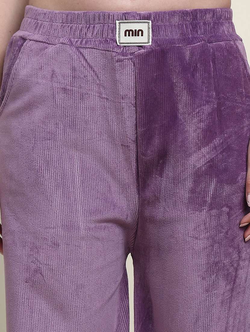 women purple velvet straight trouser - 22441166 -  Standard Image - 1