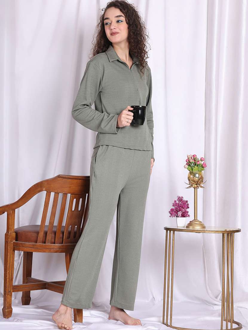 women olive polyester straight trouser - 22441186 -  Standard Image - 4