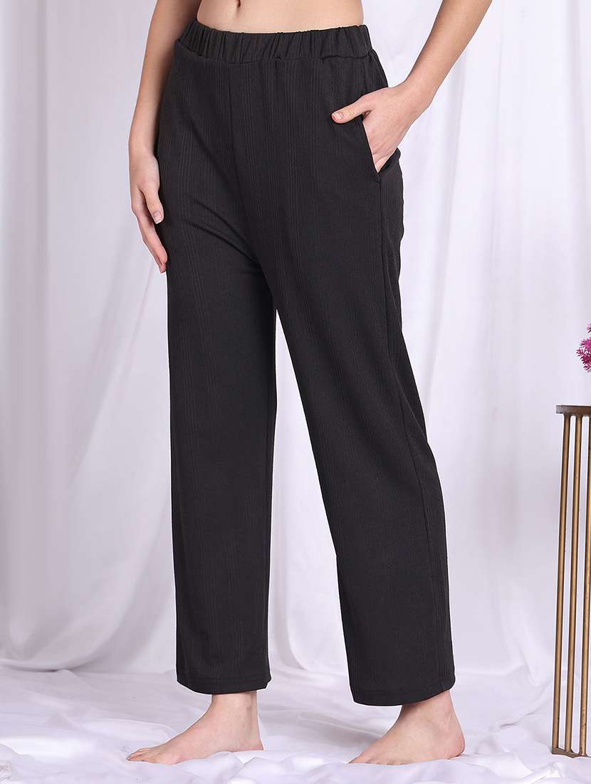 women black polyester straight trouser - 22441187 -  Standard Image - 1