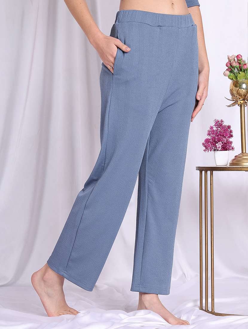 women blue polyester straight trouser - 22441188 -  Standard Image - 1