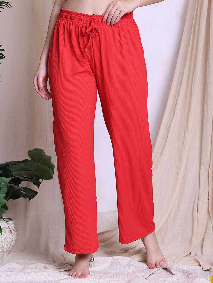 women red cotton blend straight trouser