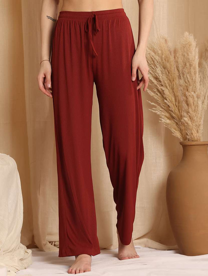 women red cotton blend straight trouser
