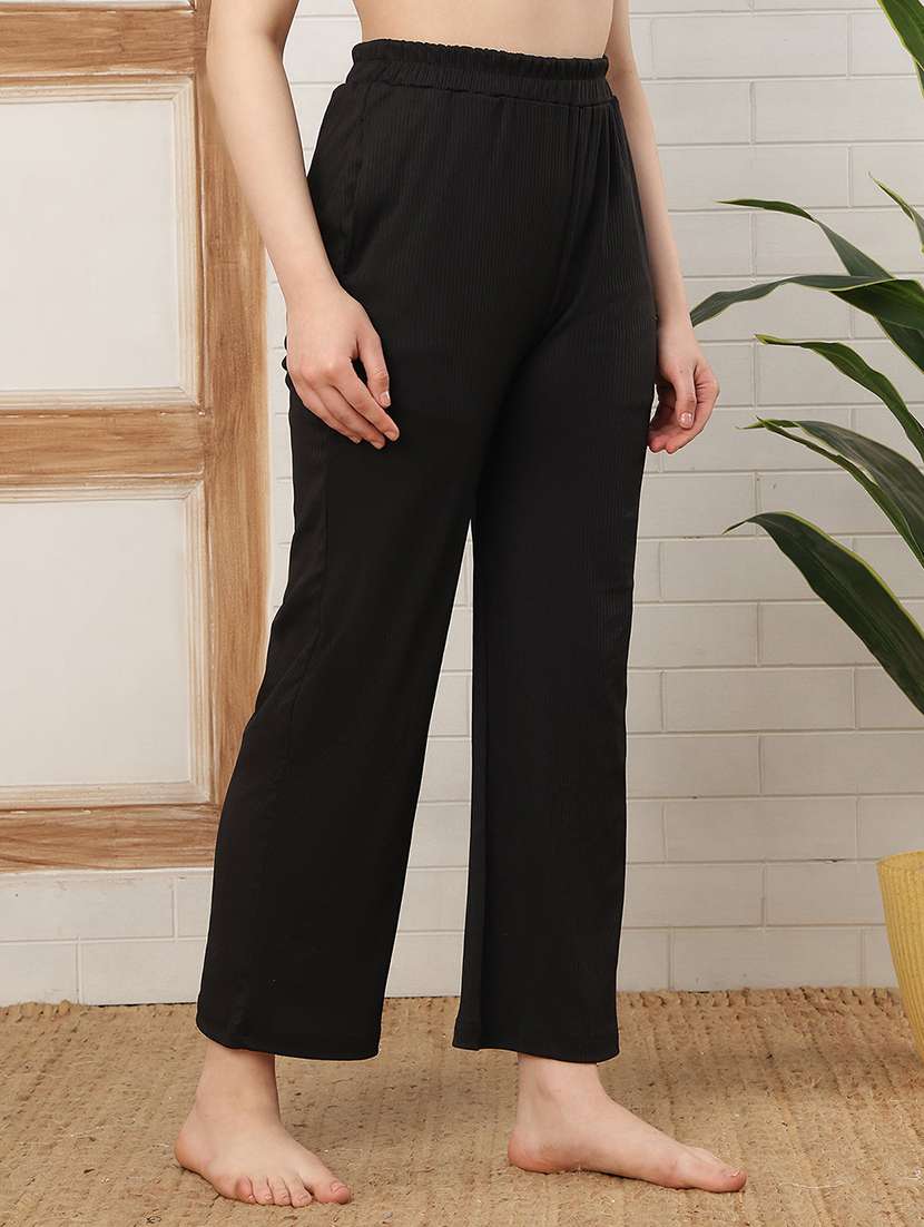 women black cotton blend straight trouser - 22441210 -  Standard Image - 1