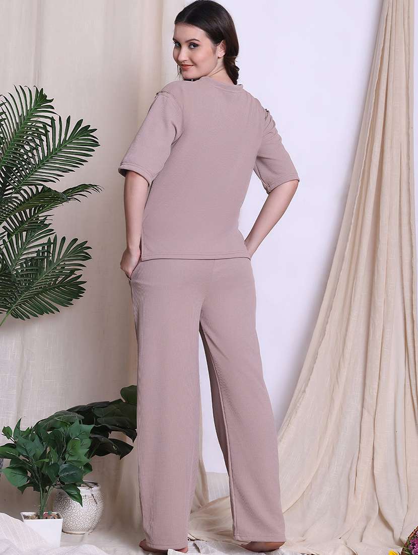 women solid nightwear pyjama set - 22441217 -  Standard Image - 4